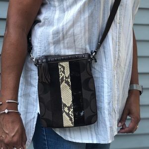 Tri-pattern Vintage Coach cross-body bag